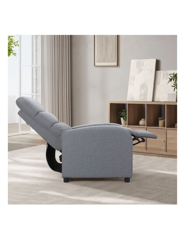 Oikiture Recliner Chair Polyester Grey image 5