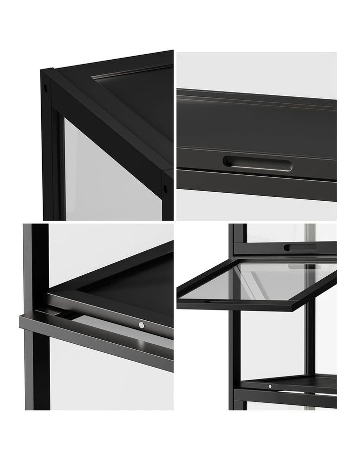 Oikiture Display Cabinet Storage 5-Tier Shelves Bookcase Clear Stand Rack Black image 6