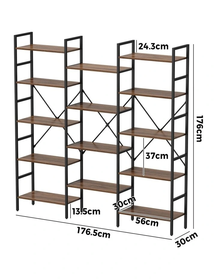Oikiture 14 Tier Display Shelf Stand Bookshelf Metal Storage Industrial 1.76m image 3