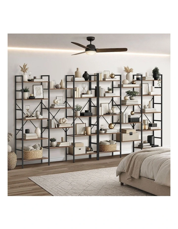 Oikiture 14 Tier Display Shelf Stand Bookshelf Metal Storage Industrial 1.76m image 5