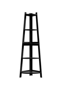Oikiture Corner Ladder Shelf 5 Tier Home Storage Display Stand Bookshelf Black