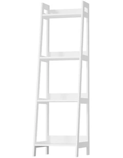 Oikiture Bookshelf 4 Tier Corner Ladder Shelf Home Storage Display Rack White