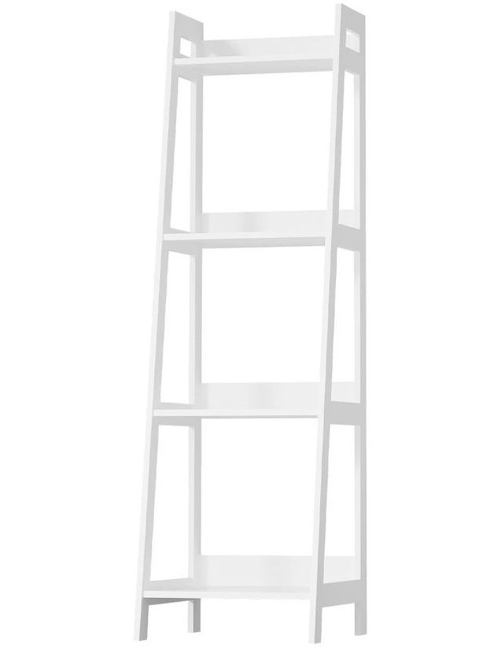 Oikiture Bookshelf 4 Tier Corner Ladder Shelf Home Storage Display Rack White image 1