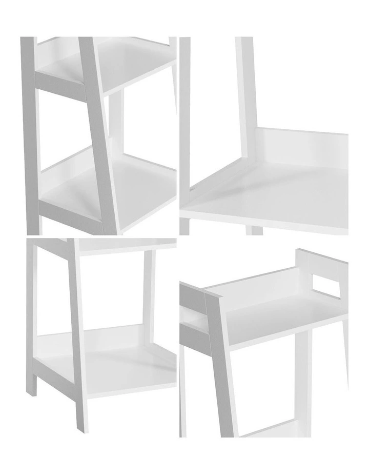 Oikiture Bookshelf 4 Tier Corner Ladder Shelf Home Storage Display Rack White image 6