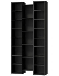 Oikiture Bookshelf Display Shelf CD DVD Storage Media Rack Stand Bookcase Black