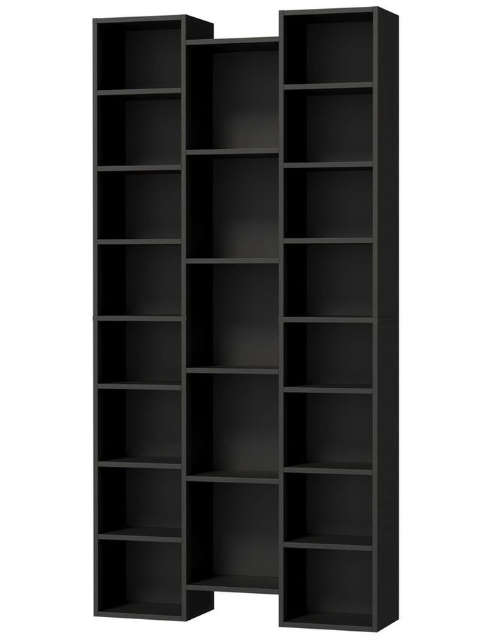 Oikiture Bookshelf Display Shelf CD DVD Storage Media Rack Stand Bookcase Black image 1
