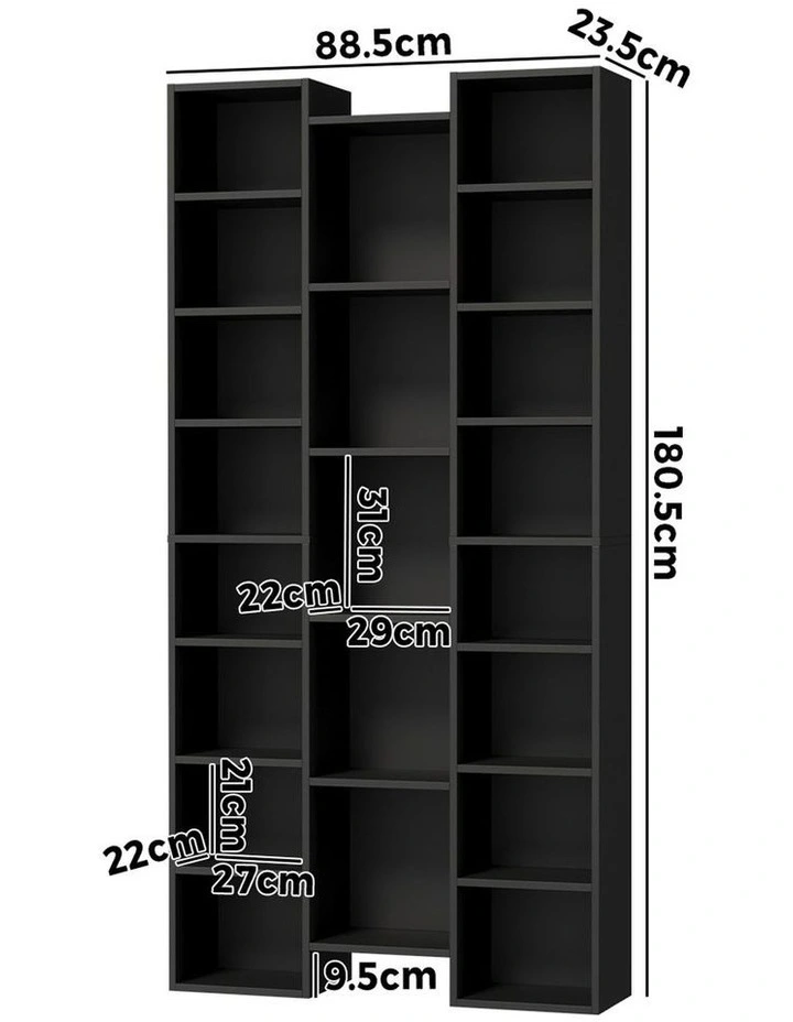 Oikiture Bookshelf Display Shelf CD DVD Storage Media Rack Stand Bookcase Black image 3