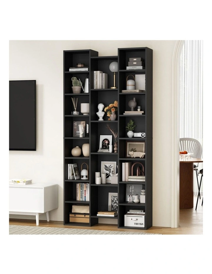 Oikiture Bookshelf Display Shelf CD DVD Storage Media Rack Stand Bookcase Black image 4