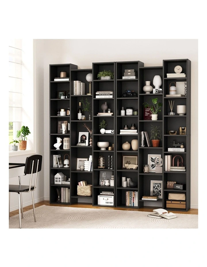 Oikiture Bookshelf Display Shelf CD DVD Storage Media Rack Stand Bookcase Black image 5