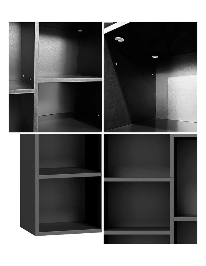 Oikiture Bookshelf Display Shelf CD DVD Storage Media Rack Stand Bookcase Black image 6