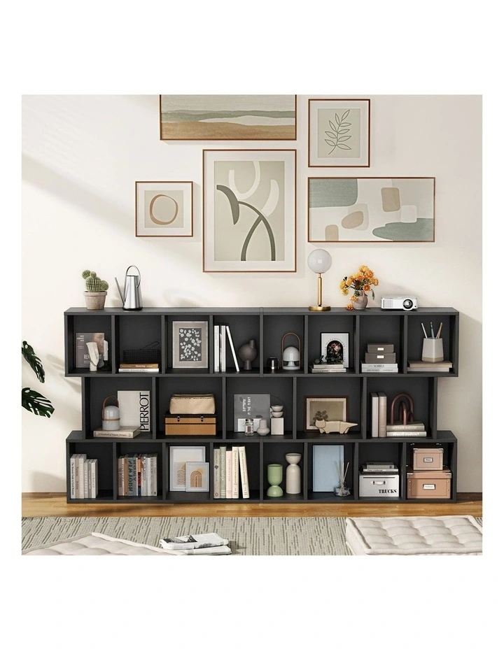 Oikiture Bookshelf Display Shelf CD DVD Storage Media Rack Stand Bookcase Black image 7