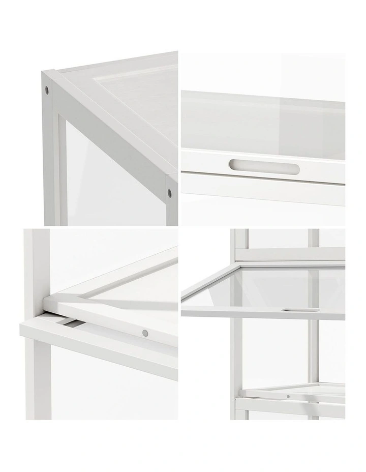 Oikiture Display Cabinet Storage 5-Tier Shelves Tall Clear Bookcase Rack White image 6