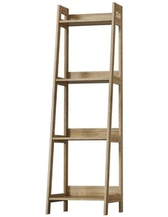 Oikiture Bookshelf 4 Tier Corner Ladder Shelf Home Storage Display Rack Natural