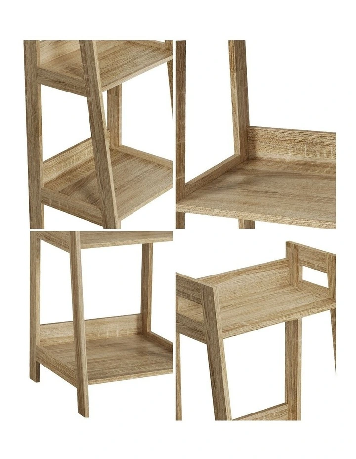 Oikiture Bookshelf 4 Tier Corner Ladder Shelf Home Storage Display Rack Natural image 6