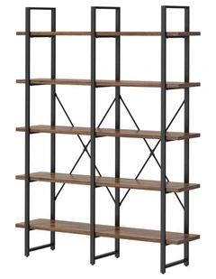 Oikiture 5 Tier Display Shelf Stand Bookshelf Metal Rack Industrial 1.35m