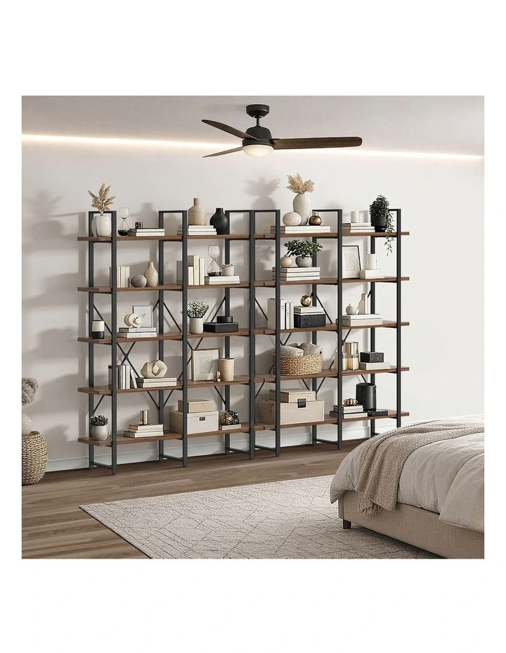 Oikiture 5 Tier Display Shelf Stand Bookshelf Metal Rack Industrial 1.35m image 5