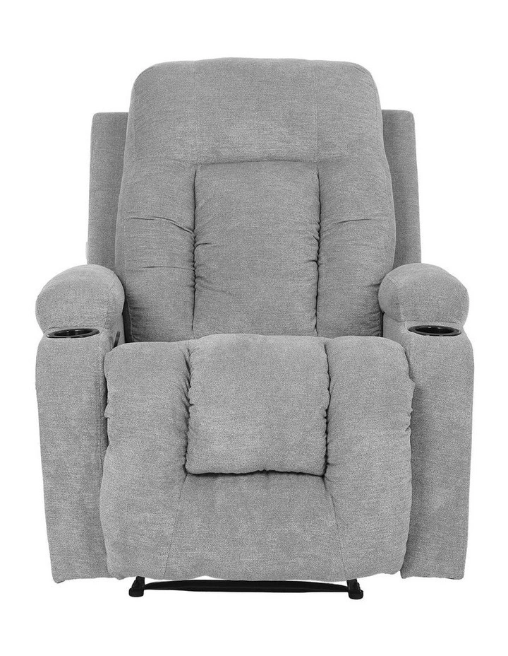 Oikiture Recliner Chair Heated Massage Armchair Lounge Sofa Polyester Grey image 2