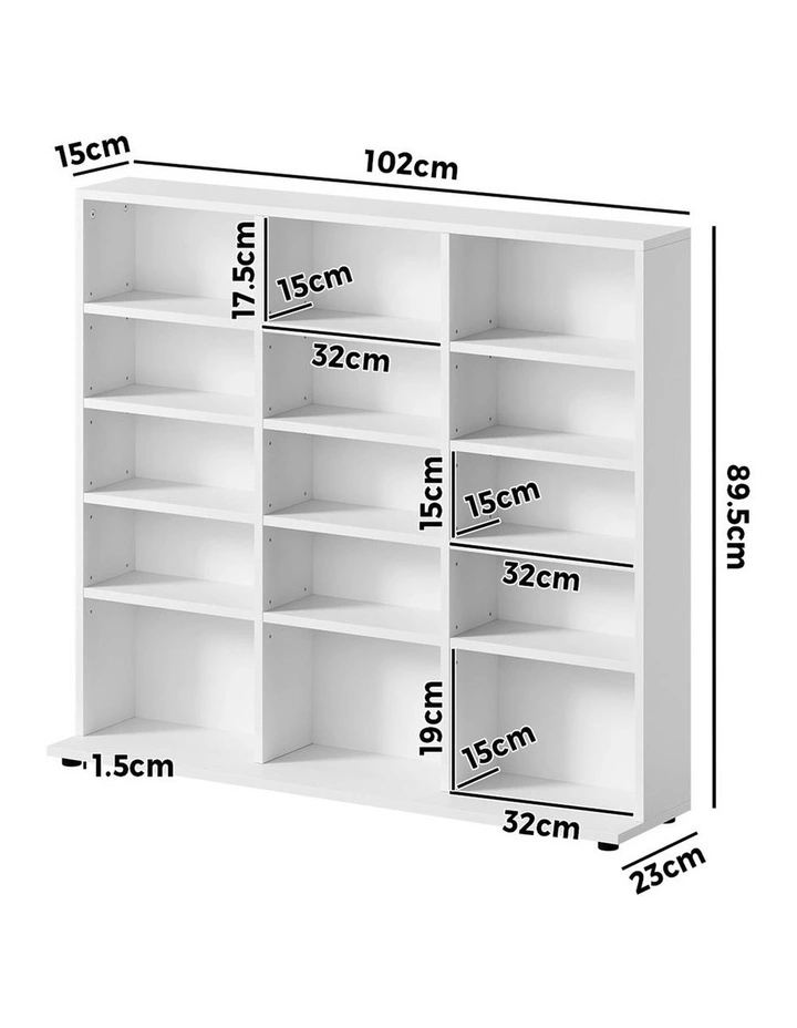Oikiture Bookshelf Display Shelf Unit Bookcase CD Media Storage Rack White image 3