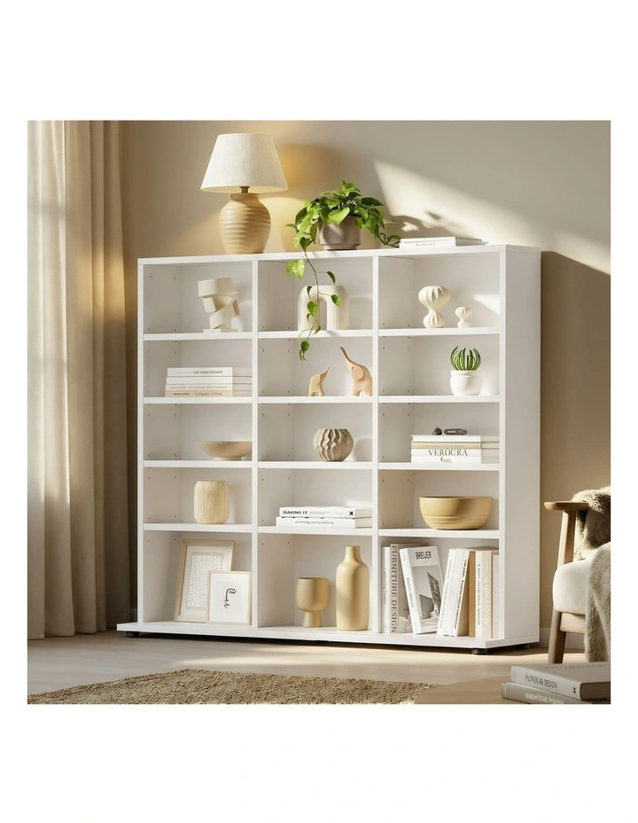 Oikiture Bookshelf Display Shelf Unit Bookcase CD Media Storage Rack White image 4