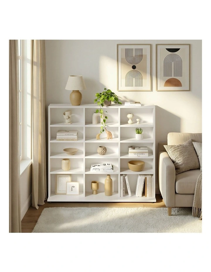 Oikiture Bookshelf Display Shelf Unit Bookcase CD Media Storage Rack White image 7