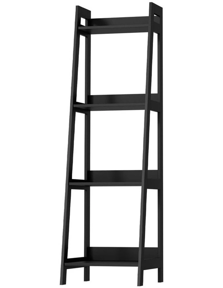 Oikiture Bookshelf 4 Tier Corner Ladder Shelf Home Storage Display Rack Black image 1