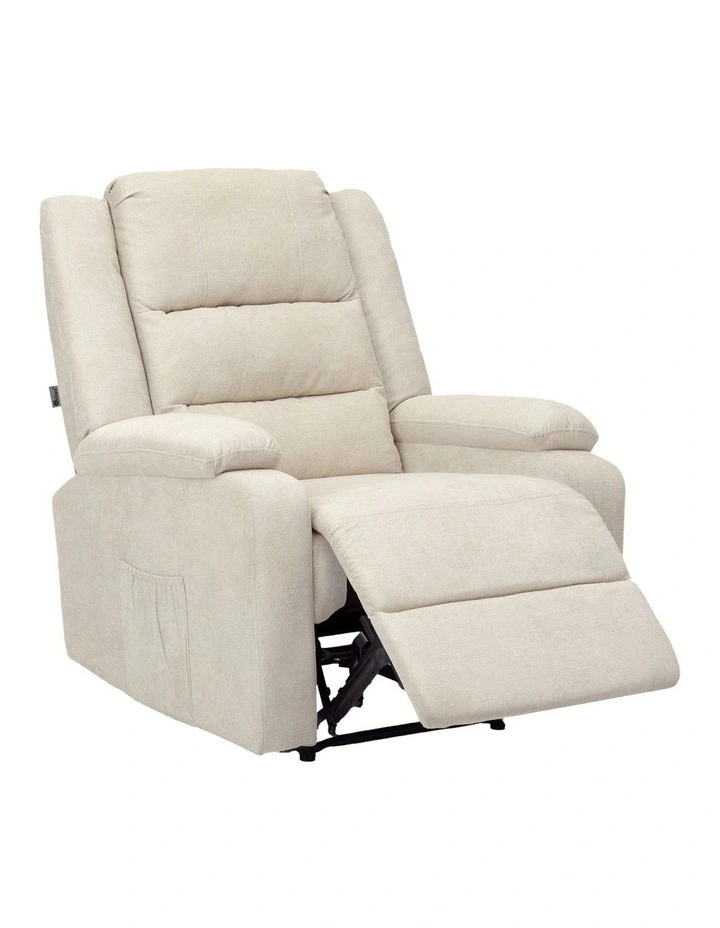 Oikiture Recliner Chair With Side Pocket Polyester Beige image 1