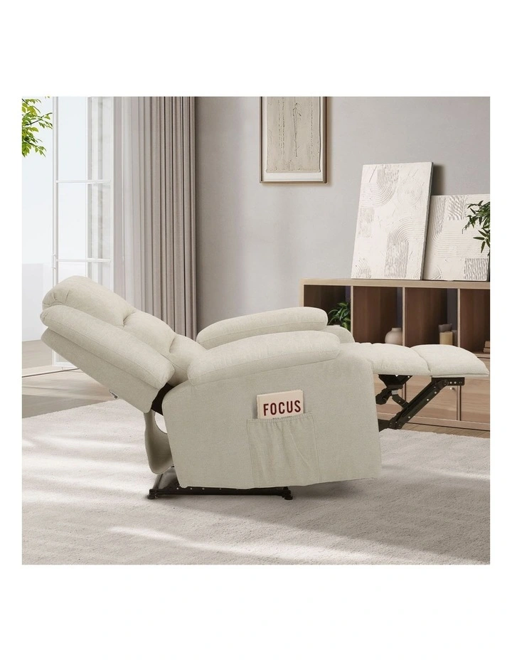 Oikiture Recliner Chair With Side Pocket Polyester Beige image 5