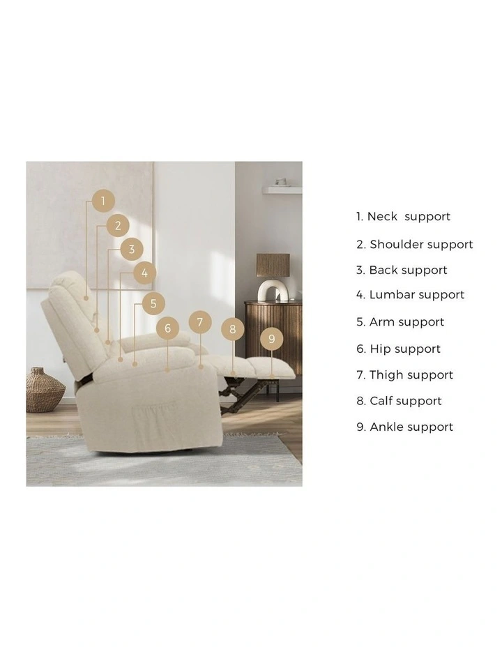 Oikiture Recliner Chair With Side Pocket Polyester Beige image 7