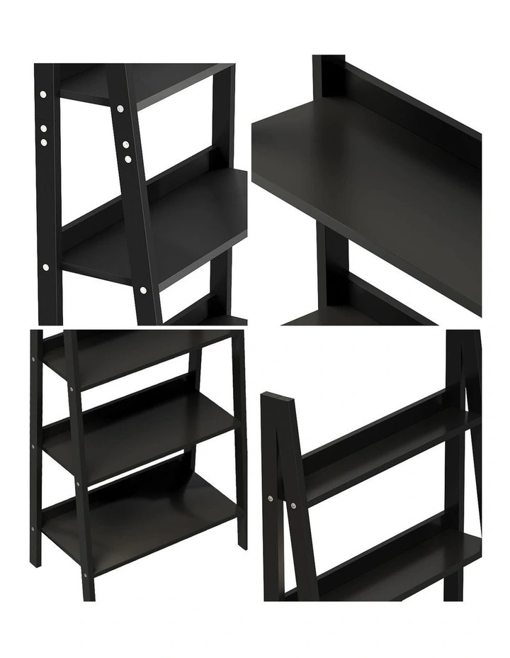 Oikiture Bookshelf 6 Tier Corner Ladder Shelf Home Storage Display Rack Black image 6