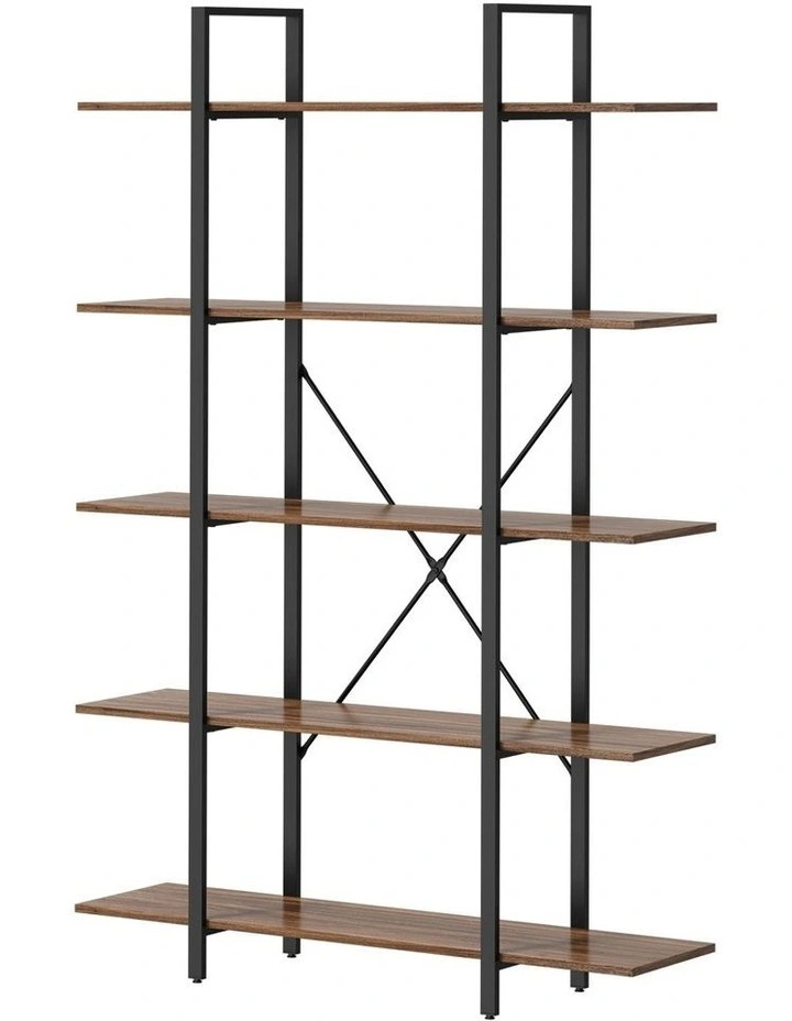 Oikiture 5 Tier Display Shelf Stand Bookshelf Metal Storage Industrial 1.2m image 1