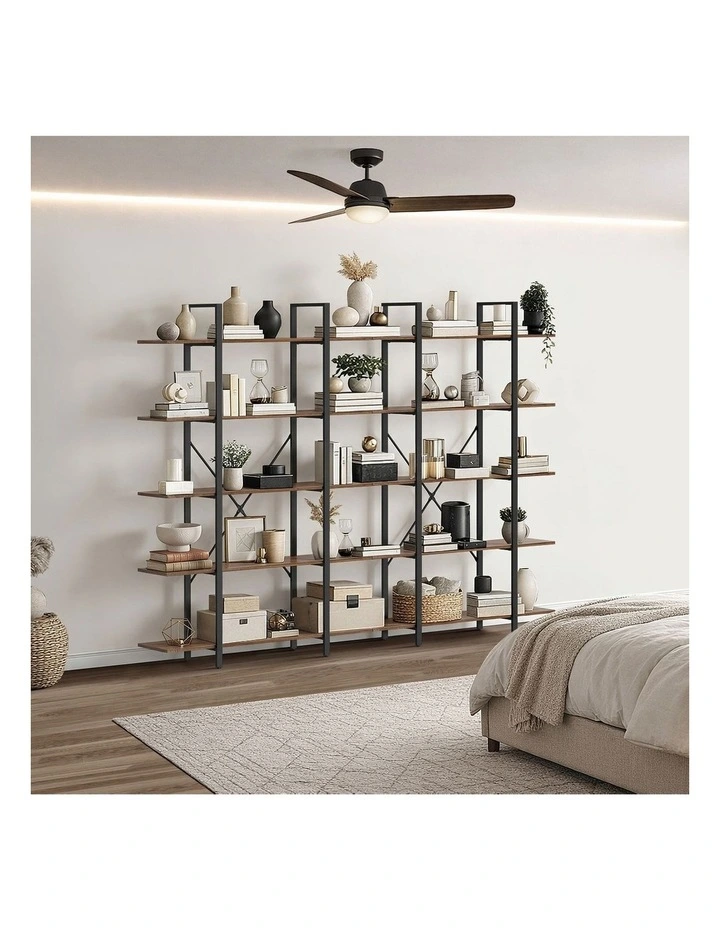 Oikiture 5 Tier Display Shelf Stand Bookshelf Metal Storage Industrial 1.2m image 5