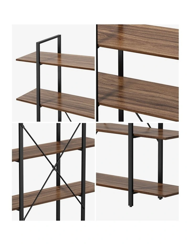 Oikiture 5 Tier Display Shelf Stand Bookshelf Metal Storage Industrial 1.2m image 6