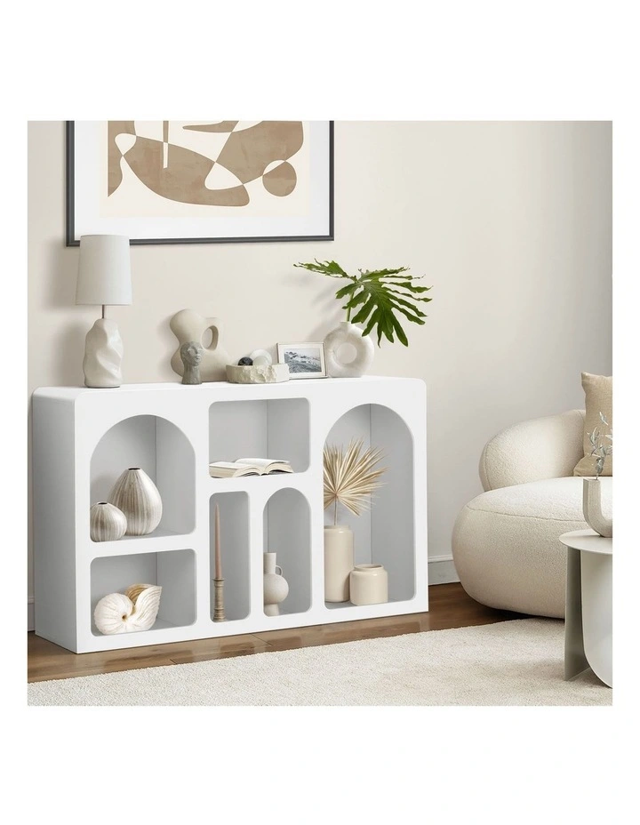 Oikiture Display Shelf Storage Stand Shelves Unit Bookcase Bookshelf Rack White image 5