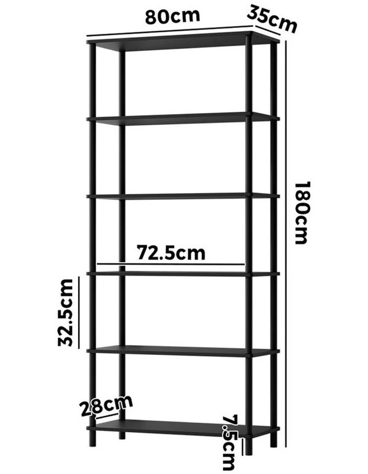 Oikiture Bookshelf 5 Tier Display Shelf Storage Shelves Stand Rack Black image 3