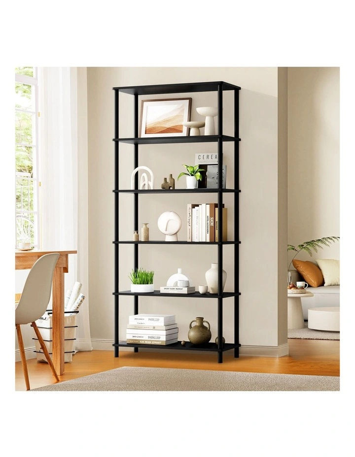 Oikiture Bookshelf 5 Tier Display Shelf Storage Shelves Stand Rack Black image 4