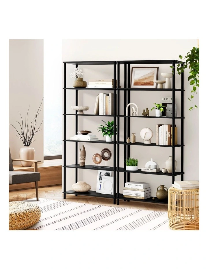 Oikiture Bookshelf 5 Tier Display Shelf Storage Shelves Stand Rack Black image 5