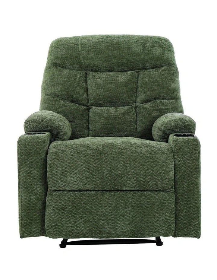 Oikiture Recliner Chair Heated Massage Chair Polyester Green image 2