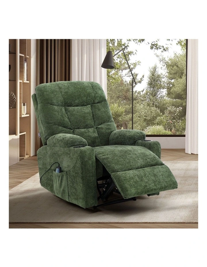 Oikiture Recliner Chair Heated Massage Chair Polyester Green image 4