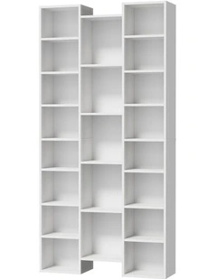 Oikiture Bookshelf Display Shelf CD DVD Storage Media Rack Stand Bookcase White