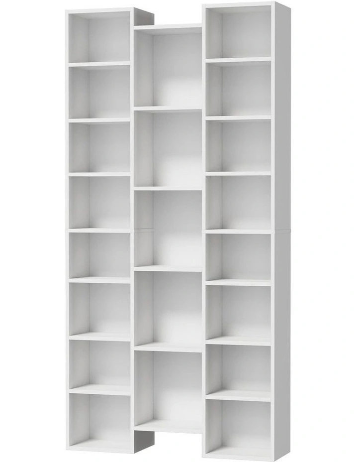 Oikiture Bookshelf Display Shelf CD DVD Storage Media Rack Stand Bookcase White image 1