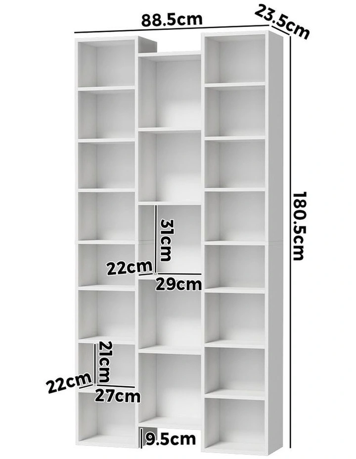 Oikiture Bookshelf Display Shelf CD DVD Storage Media Rack Stand Bookcase White image 3