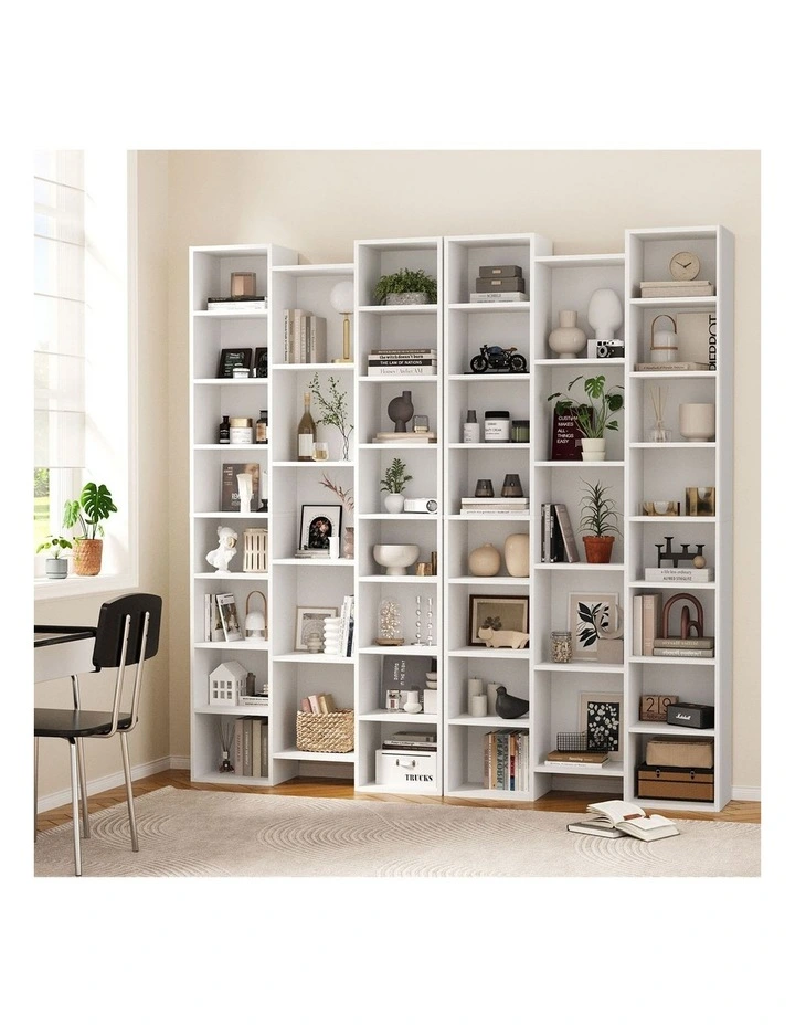 Oikiture Bookshelf Display Shelf CD DVD Storage Media Rack Stand Bookcase White image 5