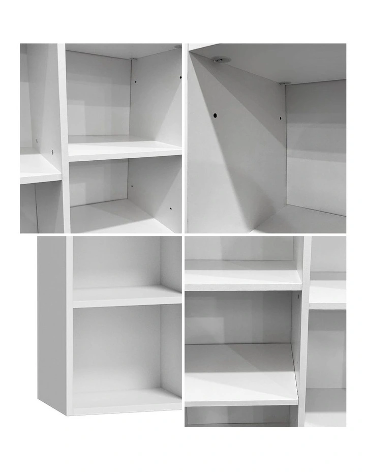 Oikiture Bookshelf Display Shelf CD DVD Storage Media Rack Stand Bookcase White image 6
