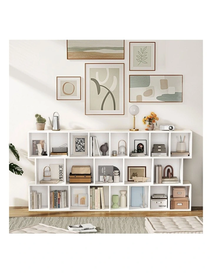Oikiture Bookshelf Display Shelf CD DVD Storage Media Rack Stand Bookcase White image 7