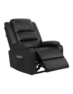 Oikiture Recliner Chair With Side Pocket Leather Black