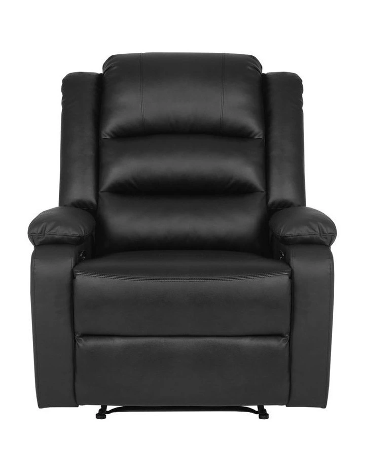 Oikiture Recliner Chair With Side Pocket Leather Black image 2