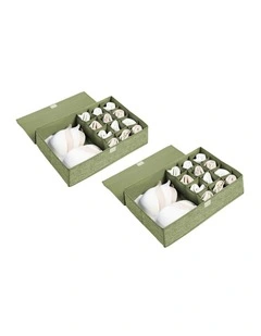 SOGA 2X Green Flip Top Underwear Storage Boxes