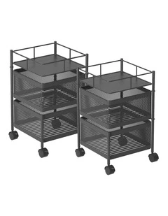 SOGA 2 Pack 2-Tier Rotating Storage Racks with Wheels