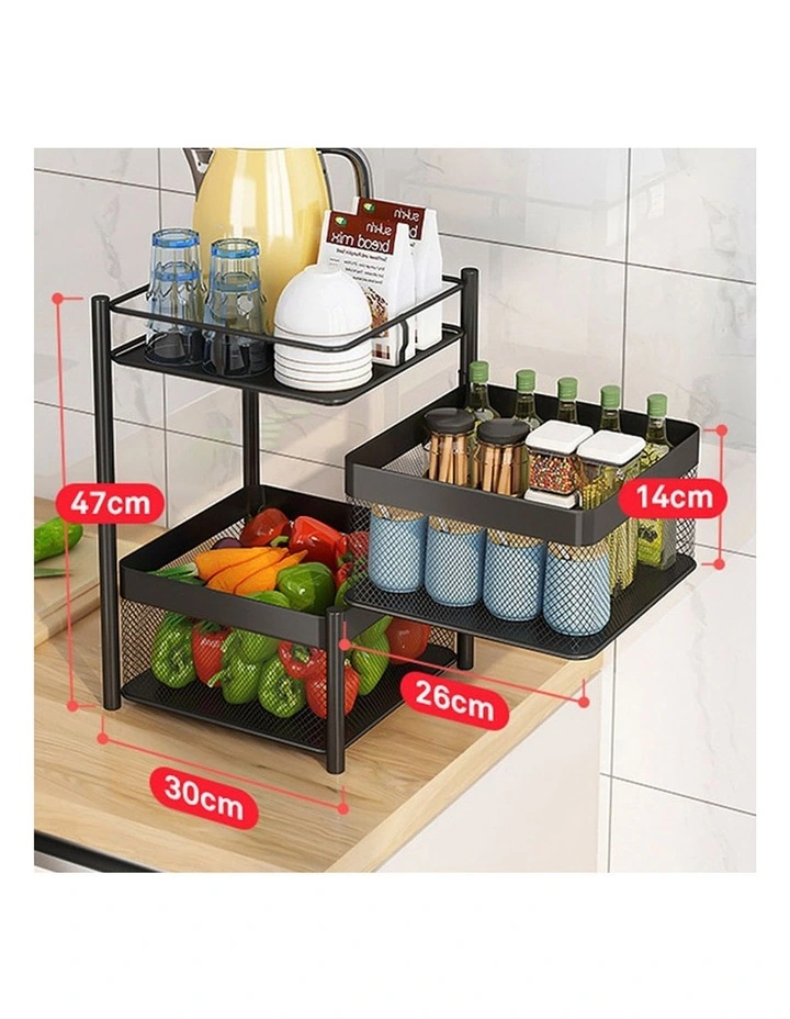 SOGA 2 Pack 2-Tier Rotating Storage Racks with Wheels image 2