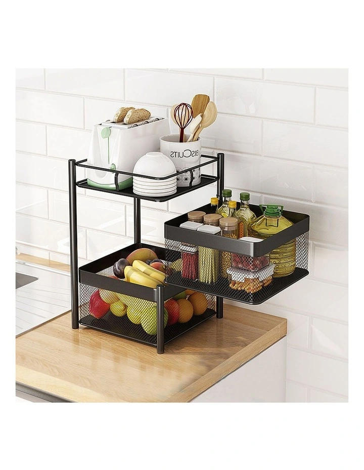 SOGA 2 Pack 2-Tier Rotating Storage Racks with Wheels image 3